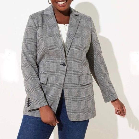 LOFT Jackets & Blazers - LOFT Plus Plaid Knit Blazer